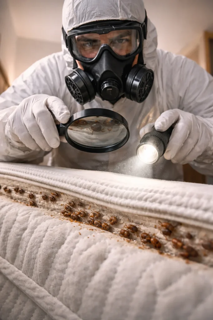 Inspection de lits contre les punaises