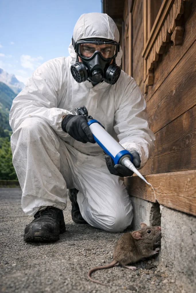 Technicien en action contre les rongeurs